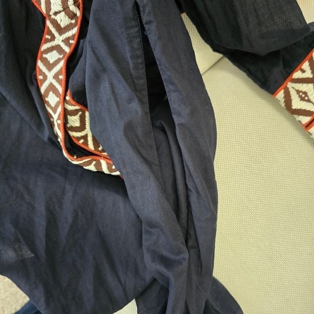 Tory Burch Navy V-Neck Long Sleeves Sheer Tunic Top Sz 4 (669) - Picture 4 of 7